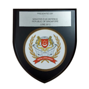 7x8 Shield Plaque with Gold or Silver Laser plate